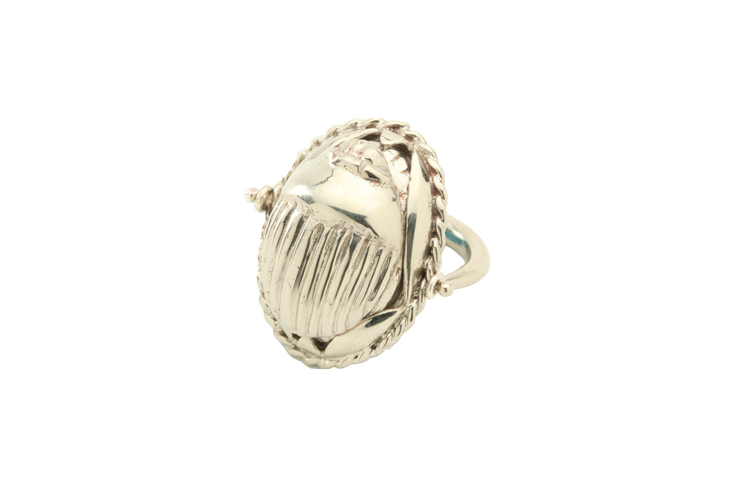 Large sterling silver swivel scarab ring, available also in 18K gold plated brass and gold. 