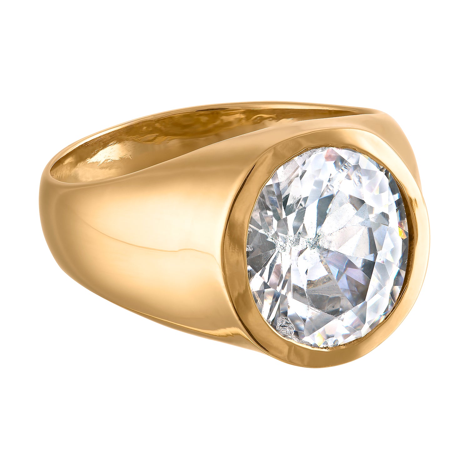 Multi-faceted Signet Ring w/ White Sapphire