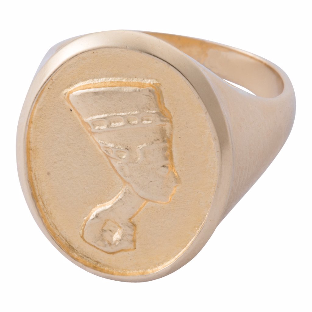  Unique Queen Nefertiti cameo signet ring, looks vintage or antique. Available in 18K gold plated brass, sterling silver and 14K gold.